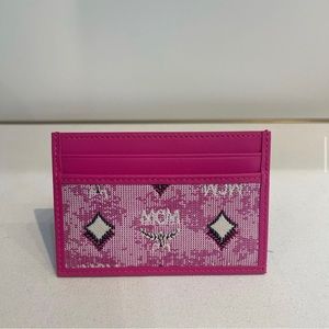 MCM Fuchsia leather card holder